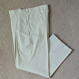 Karl Kani Elegant Cream & Grey Striped Seersucker Men's Dress Pants Size 36W/32L